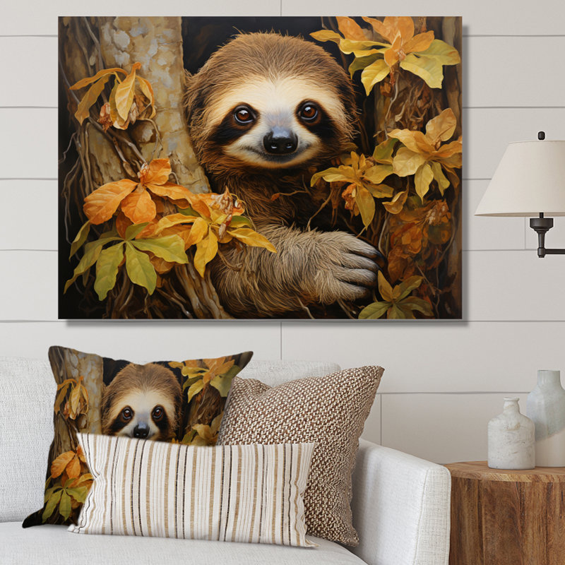 «Sloth On Branch Serenity II», reproduction sur toile, H 16 po x l 32 po, Toile tendue