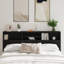 Headboard Cabinet Black Oak Wood Composite