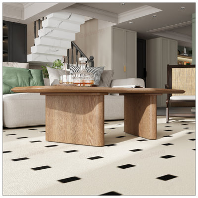 Table basse de 47,2 pouces de forme libre en placage de bois de frêne rustique pour petits salons, rehaussant l'espace et le style
