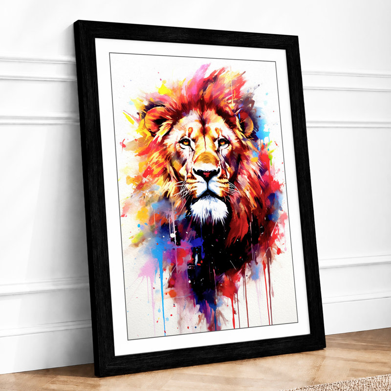 Colourful Lion Modern - Print, A4 - 29.7 x 21.0 cm, Black