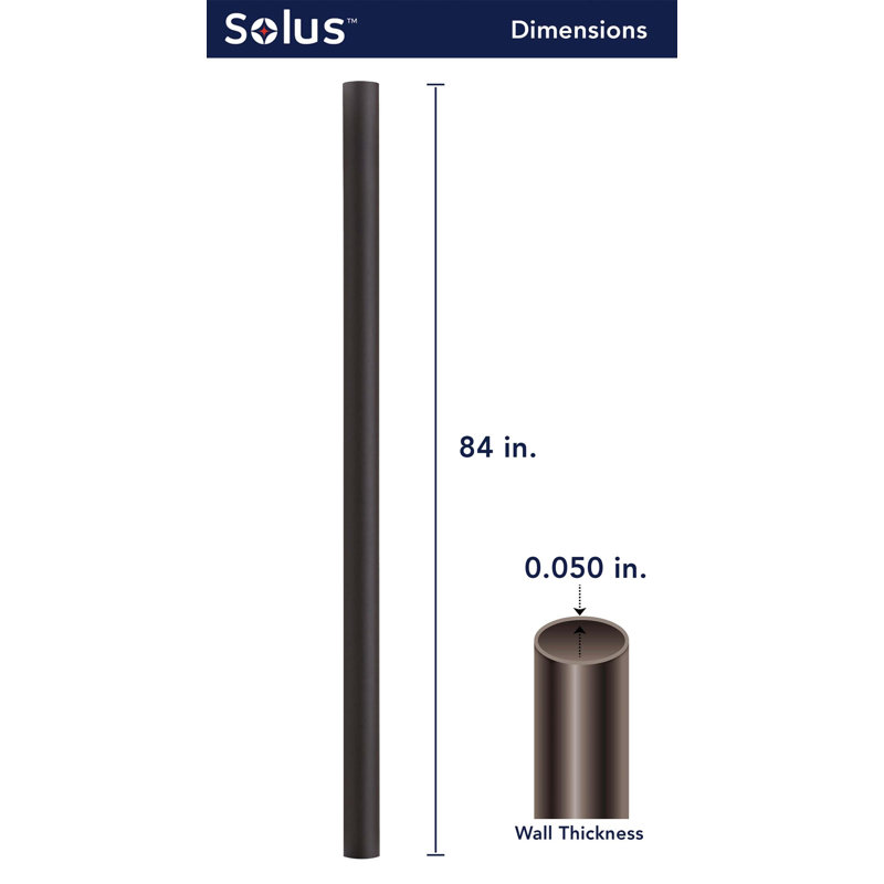 Solus 7, 8, or 10 ft. Outdoor Hardwired Direct Burial Lamp Post, Bronze, 84" H x 3" W x 3" D