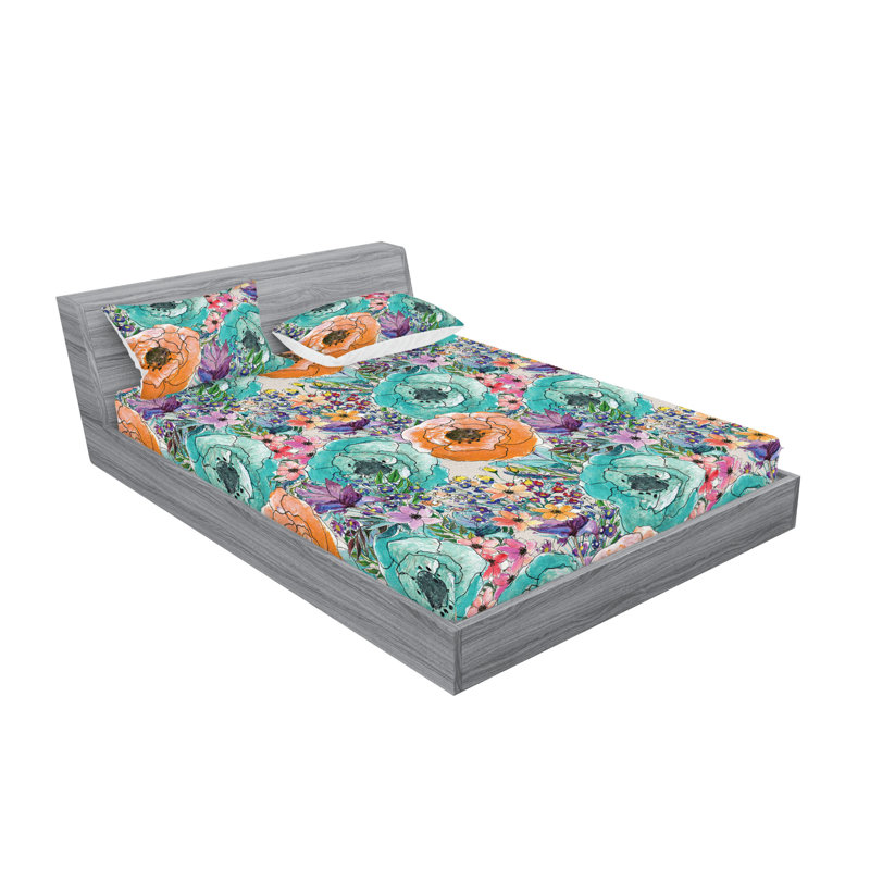 Drap-housse et taie décorative Ambesonne, Ensemble de draps pour lit double avec 2 taies d'o