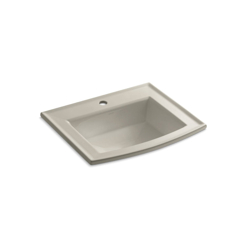 Archer Vitreous China Rectangular Drop-In Bathroom Sink with Overflow, Sandbar, Single Hole 