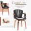 Chaises de salle à manger pivotantes Mid-Century modernes en bois cintré (ensemble de 2) - Chaises d'appoint en cuir PU pressées à chaud