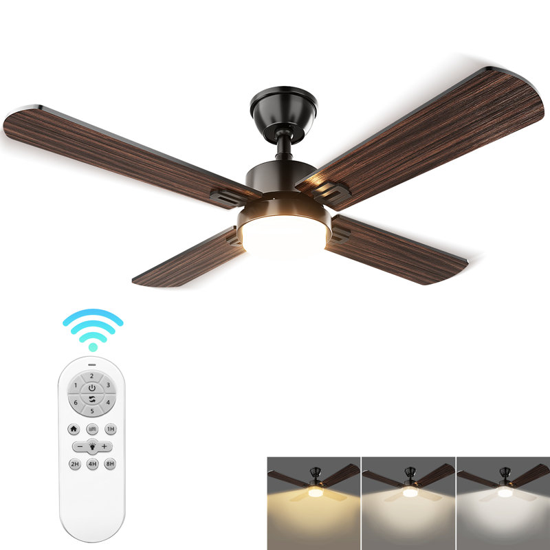 Ventilateurs de plafond avec lumières, Noir, Bois brun