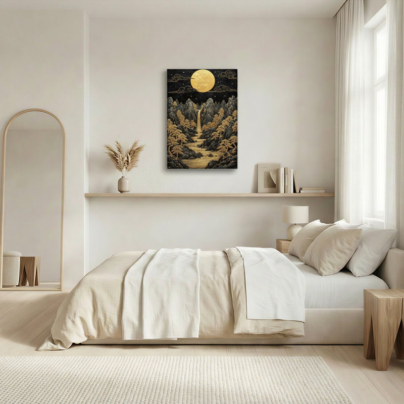 Golden Moon, reproduction d'art sur toile, ensemble de 1, 48"H x 36"W, Wrapped Canvas