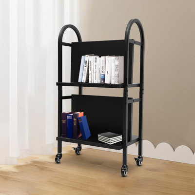 Rolling 4-compartment Book Storage and Display Stand