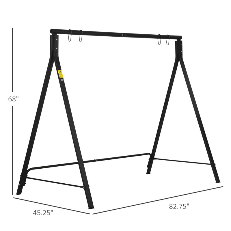 Portique de 528 lb, en métal, noir, pour balancelle de patio en métal, capacité de poids, aire de jeu dans la cour, structure en acier noir, structure modulable