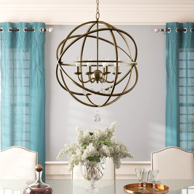 Lustre en forme de globe à 8 lumières avec détails en cristal Berdina