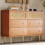 Buffet en bois massif 15,73 po Despain avec tiroirs en rotin