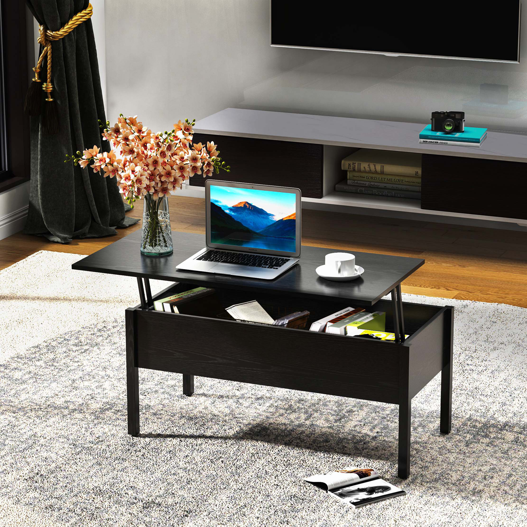 Latitude Run® 39" Modern Lift Top Coffee Table Desk With Hidden Storage ...