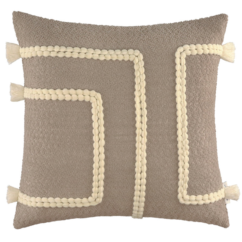 Striped Square Cushion Cover, Beige