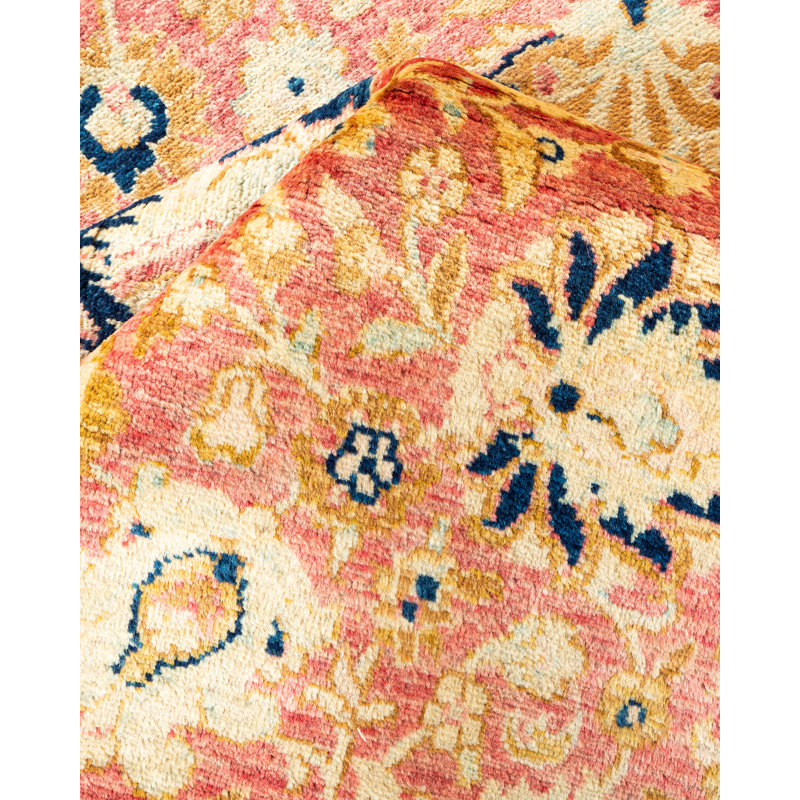 Tapis unique en laine noué à la main gris anthracite / rouge / brun nouvel âge de 6 pi x 9 pi 1 po Keenan