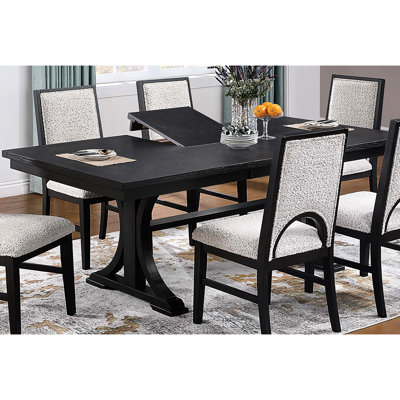 Classic 7pc Dining : White Finish, Trestle Support And 6 Back Arched Chairs Transitional Of Rectangle Table, Design Unique