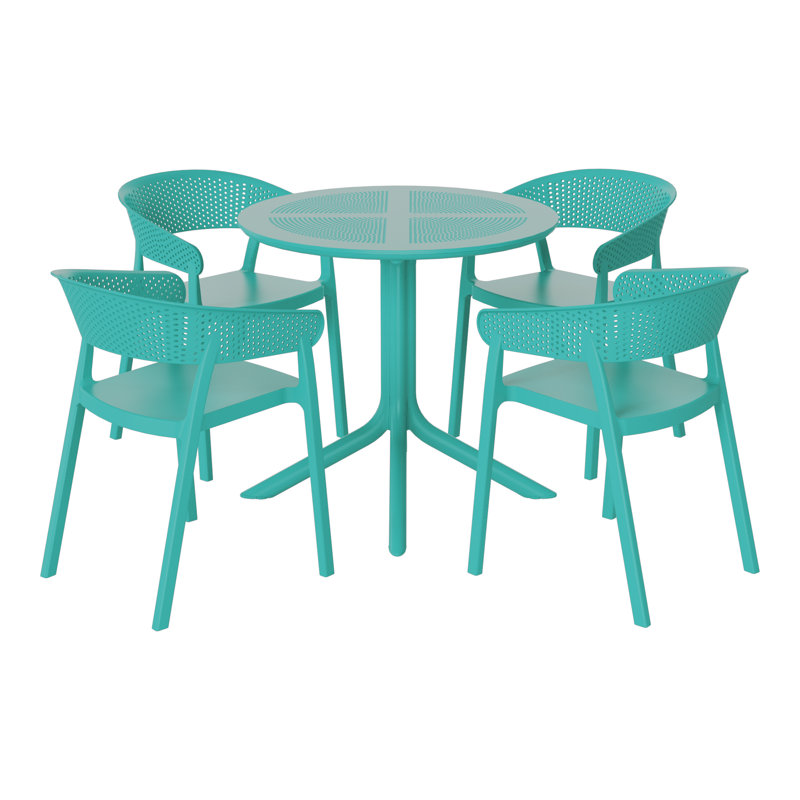 4-Person Outdoor Round Dining Set, Teal