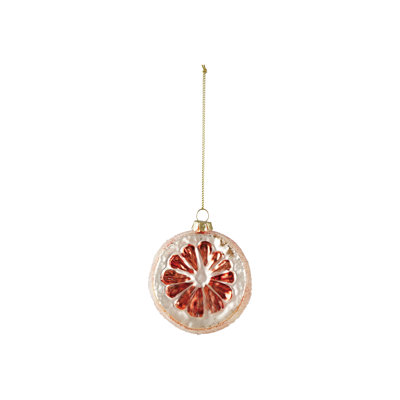 Glass Orange Slice Ornament with Beaded Detail