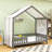 Wood Floor Bed with Canopy-590168349