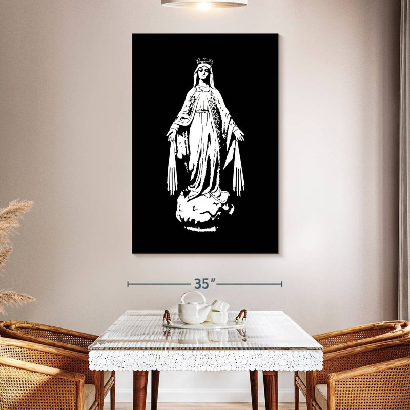 Adella Black And White Virgin Mary, 51" H x 34" W