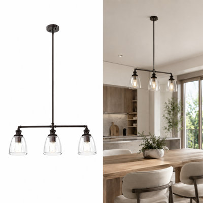 3-Lights Bell Shape Kitchen Island Pendant Lighting (BULB NOT INCLUDED)