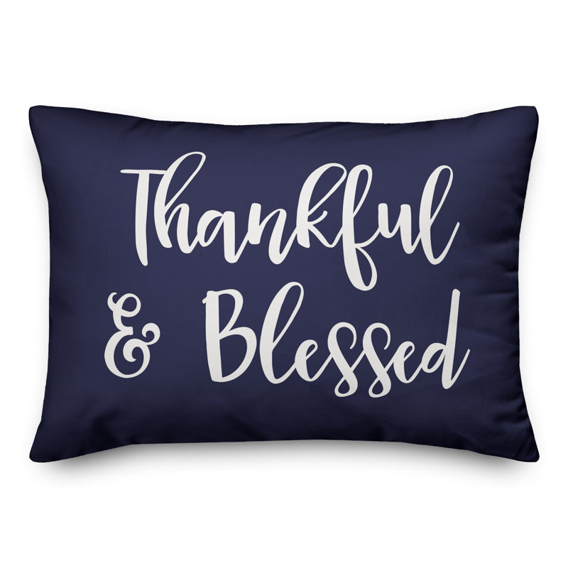 Navy and White Reversible Lumbar Throw Pillow