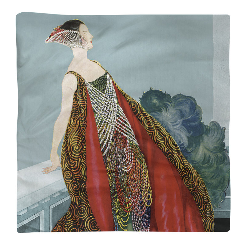 Emily Brodeur Cotton Square Napkin, Blue/Red