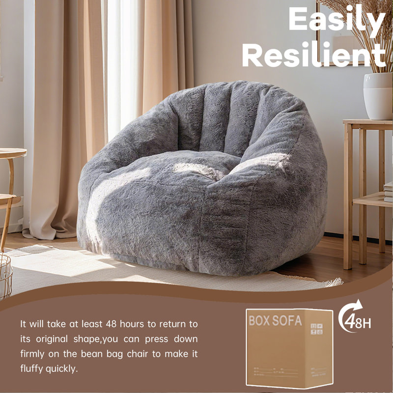 Fauteuil à billes, Imitation fourrure gris clair