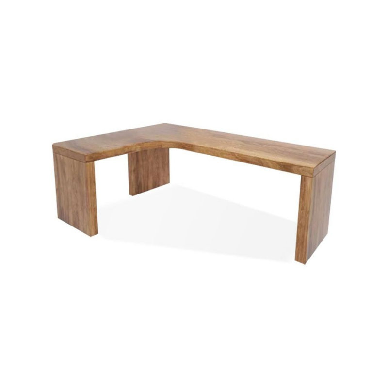 Burlywood L Shaped Solid Wood Corner Writing Desk, 29.53" H x 70.87" W x 47.24" D, Left
