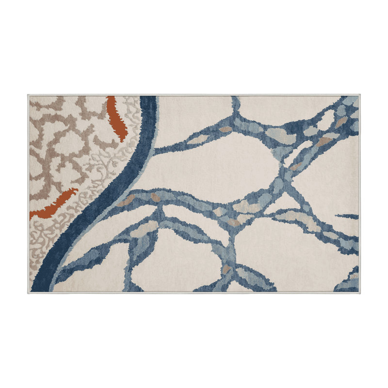 Tapis beige lavable à la machine, Rectangulaire 3 pi x 5 pi