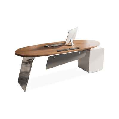 Bureaux ovales bruns en bois massif