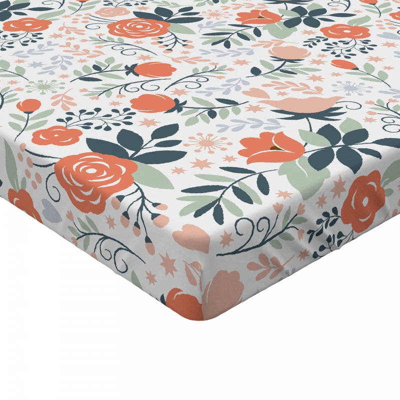 Microfiber Floral Fitted Sheet, Twin Fitted Sheet, Salmom Floral 20