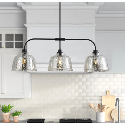 Luminaire suspendu en verre 3 lumières noir mat à intensité variable en fer