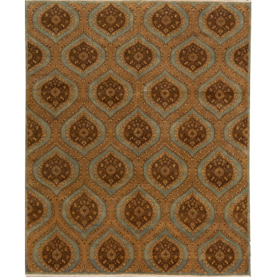 Tapis bleu clair et bleu clair noué à la main de haute qualité