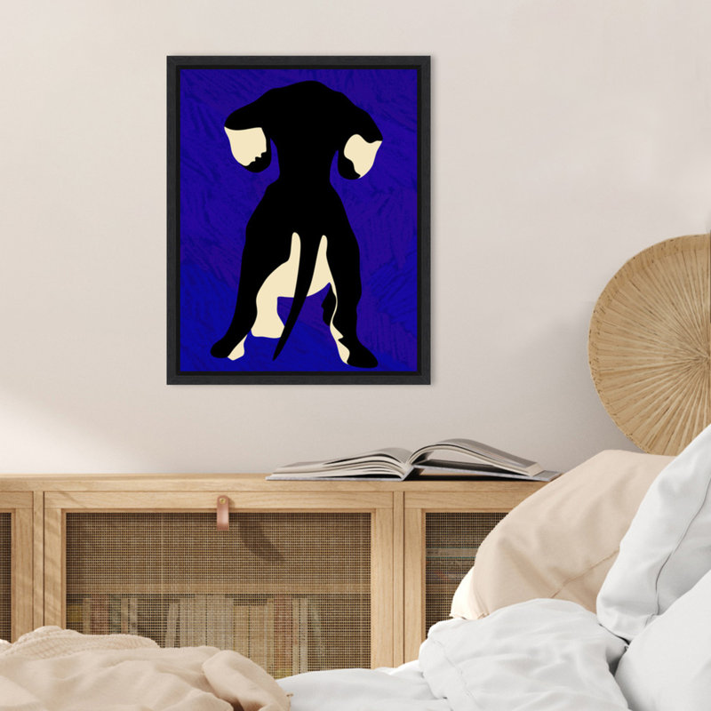 «Dog Silhouette on Blue Backdrop» par Mauriello, reproduction d'art sur toile encadrée, H 20 po x l 16 po
