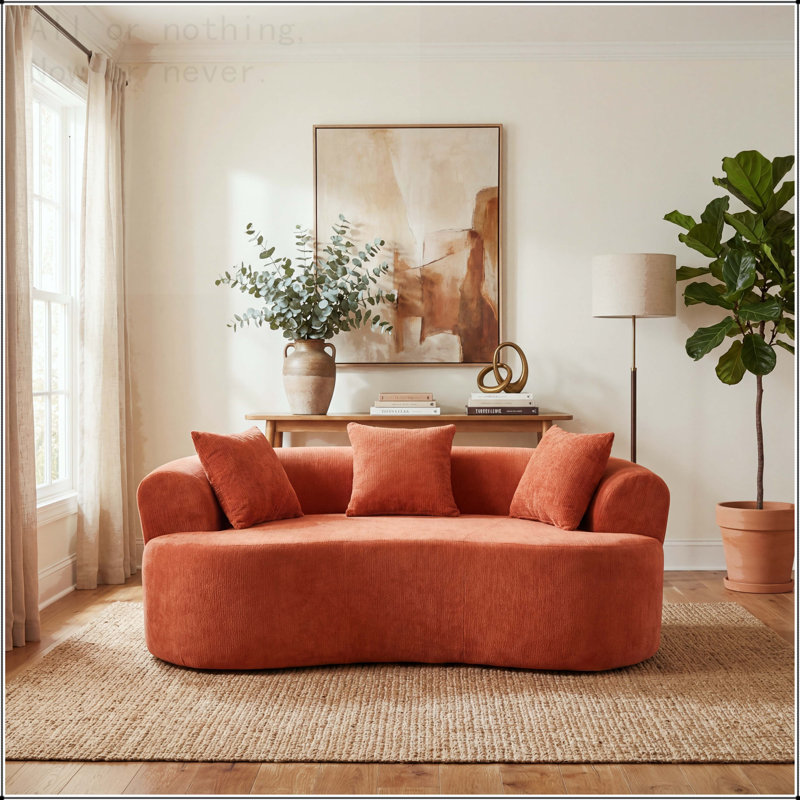 Canapé en forme de croissant sans assemblage requis, Chenille orange