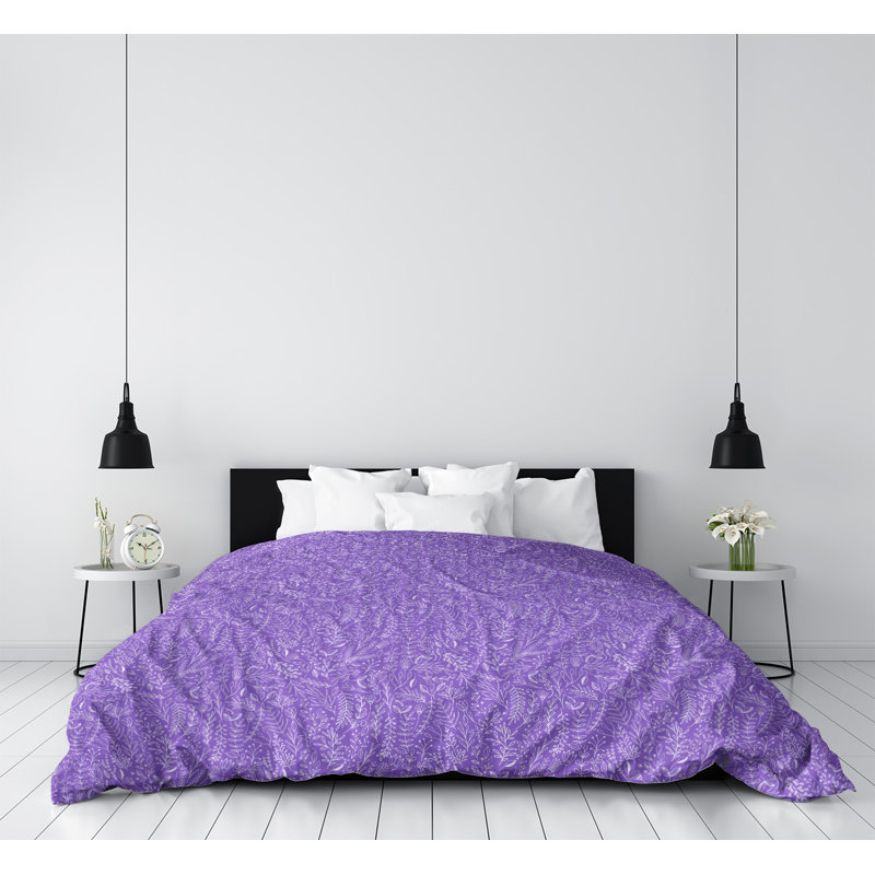 Housse de couette simple Katelyn Elizabeth, Housse de couette pour grand lit, Microfibre, Mauve/blanc