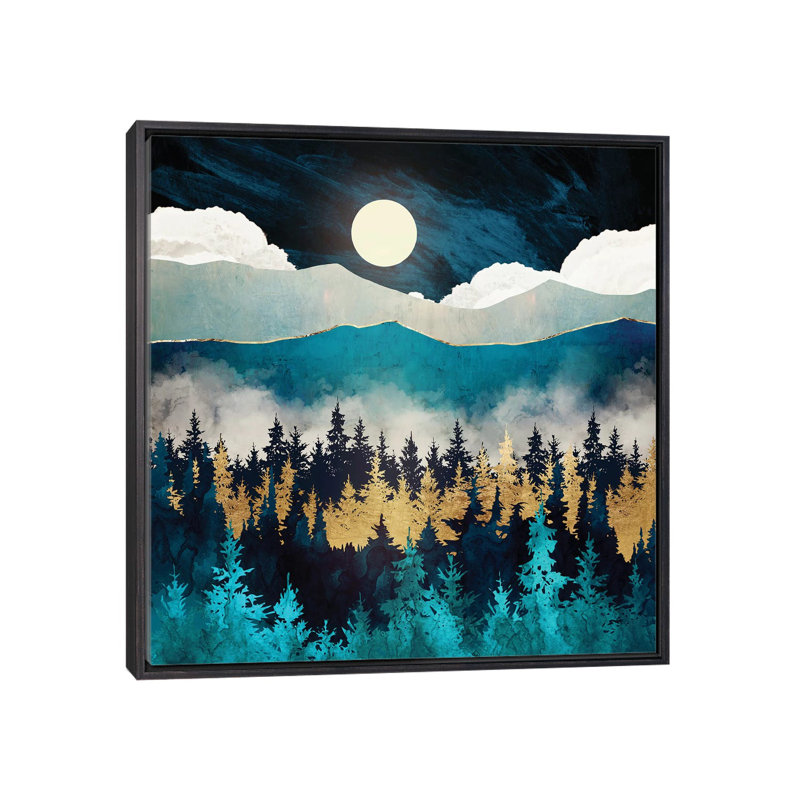 Brume du soir - imprimé, Cadre flottant noir patiné, H 37 po x l 37 po x P 1,5 po
