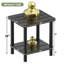 Table d'appoint en bambou à 2 niveaux pour patio et piscine, résistante aux intempéries, noire-128919509-128970549