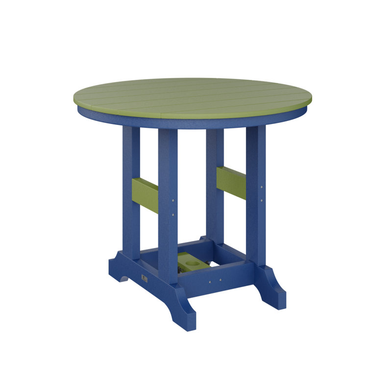 Garden Classic Outdoor Round Dining Table, Pacific Blue, Kiwi Green