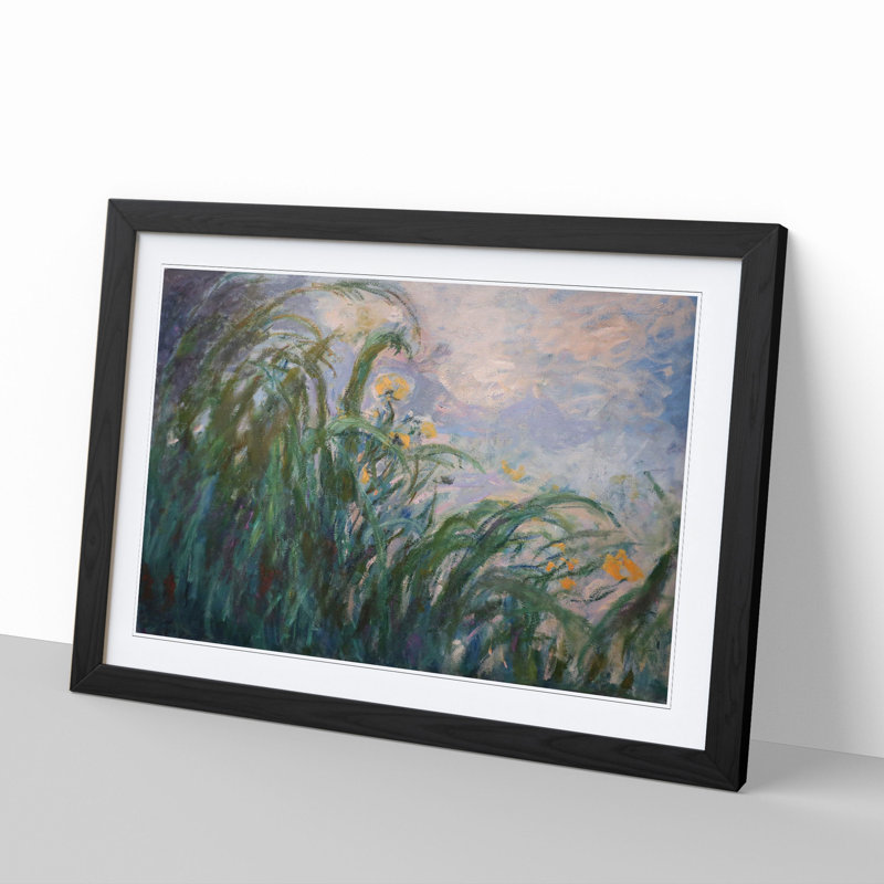 The Yellow Irises by Claude Monet - Picture Frame Painting, 36cm H x 48cm W x 2cm D, Black