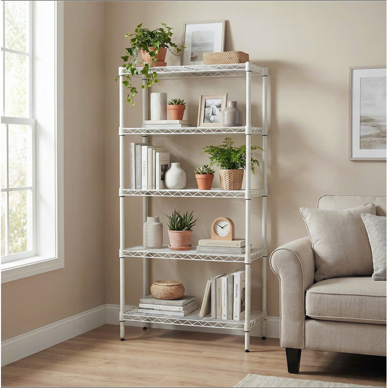 Étagères grillagées robustes à 5 niveaux réglables - supports de rangement en métal résistant à la rouille pour la cuisine, le garage, la salle de bain et le garde-manger (P 29,53 po x l 13,78 po x H 59,06 po)
