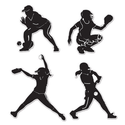 Ensemble de accroche softball silhouette 4 pièces