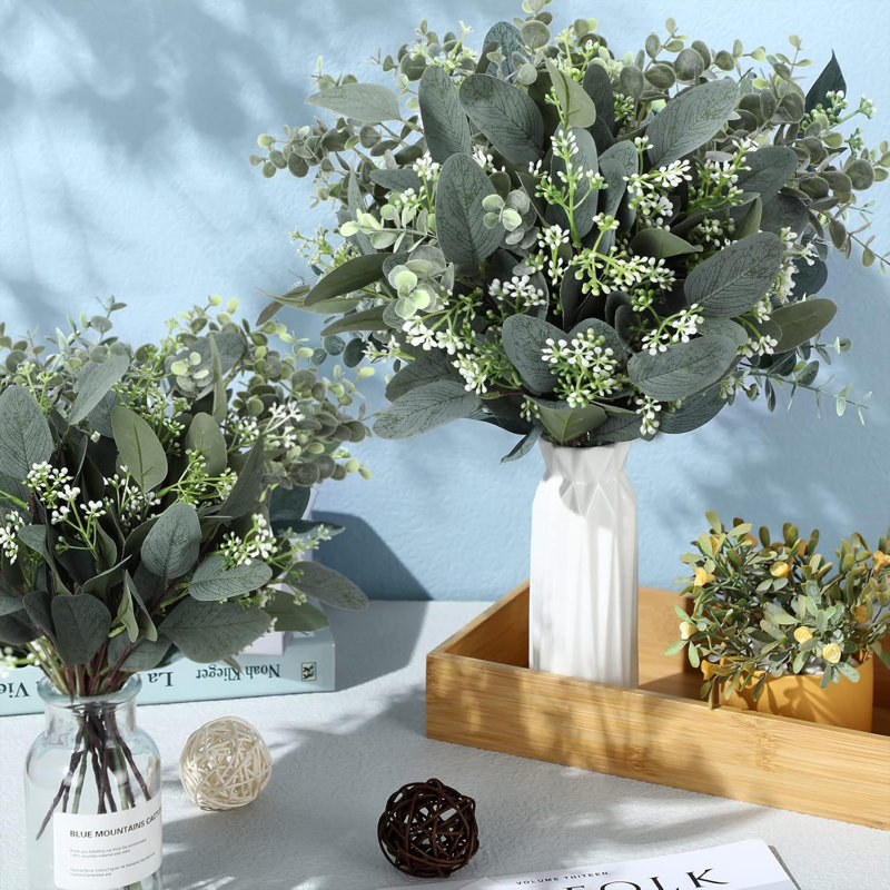 60 Pcs Bulk Mixed Eucalyptus Stems With White Seeds