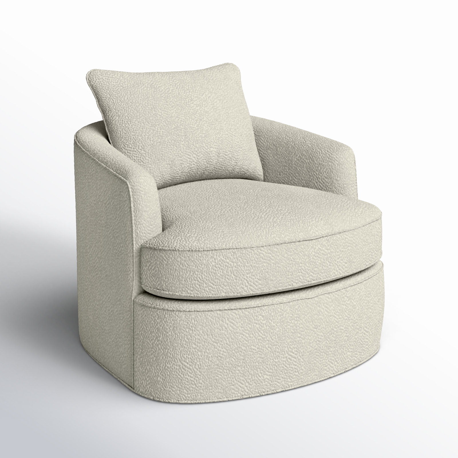 Mills Upholstered Swivel Barrel Chair, Snowcreek 10 White