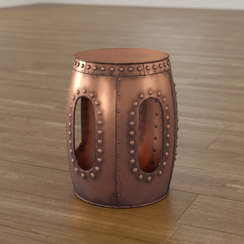 Steel Drum End Table, Copper, 51cm H x 37cm W x 37cm D