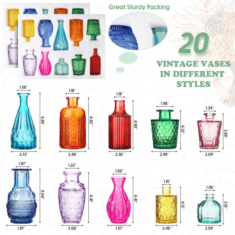 Ensemble de 20 vases à fleurs en verre pour petits centres de table en verre rustique pour table de mariage Décoration de Noël