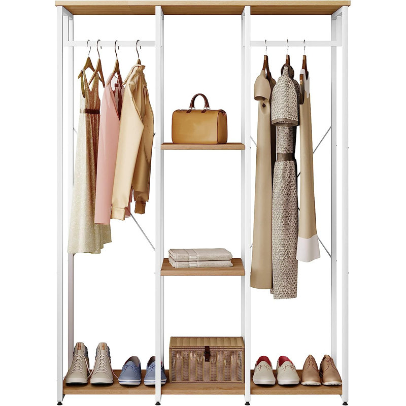 Maier 120cm Clothing Rack, White/Light Oak