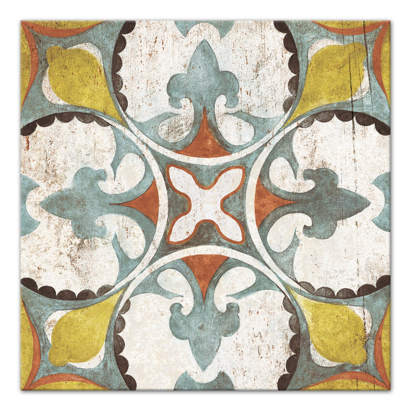 « marocain tile pattern », reproduction de peinture à l’acrylique sur toile, H 12 po x l 12 po