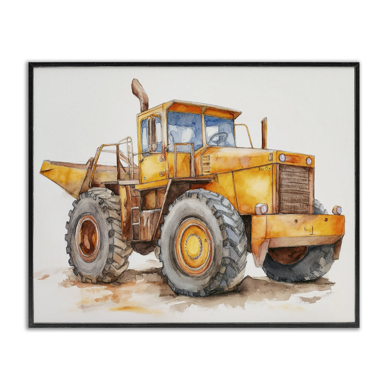 «Construction Truck Whimsicality», giclée encadrée, design par Steve Hunziker, H 16 po x l 20 po, Giclée encadrée noir minuit