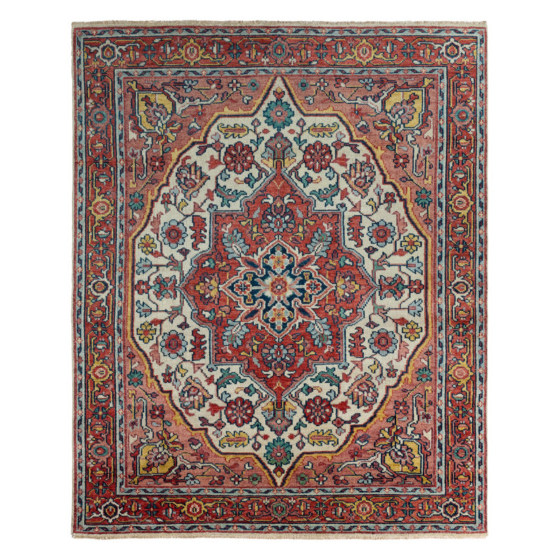 Tapis rose / multicolore noué à la main Jaipur Living Tavola (8 pi x 10 pi), Rectangle 7 pi 9 po x 9 pi 9 po
