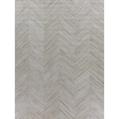 Natural Hide Cowhide Chevron Area Rug in Ivory